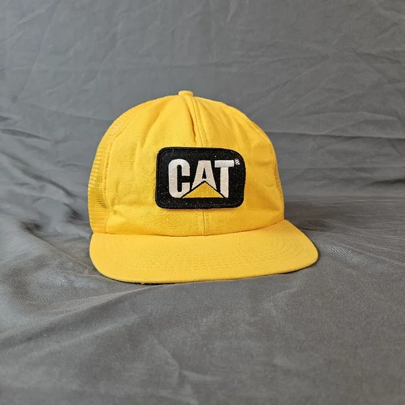 VINTAGE Mens CAT Caterpillar Snapback Trucker Hat Y2K Workwear 90s - Picture 2 of 9